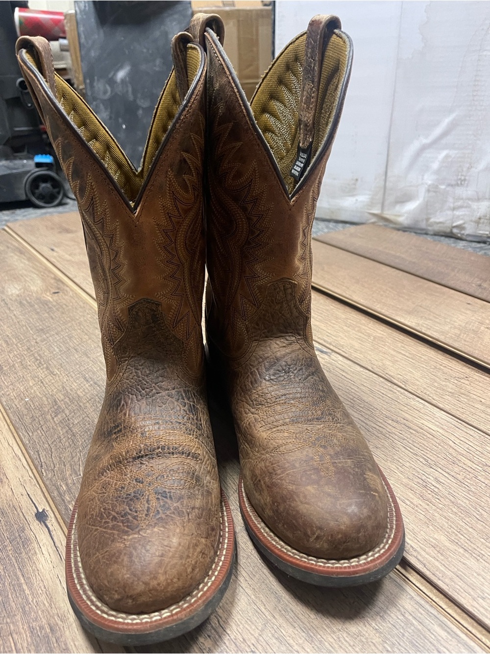 Men's Brown Distressed Western Cowboy Boots - Unbranded